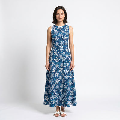 Bali - Navy Periwinkle Batik Printed Woven Fabric