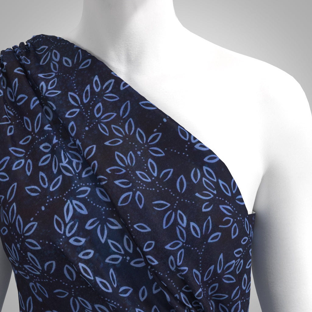 Bali - Navy Trellis Batik Printed Woven Fabric