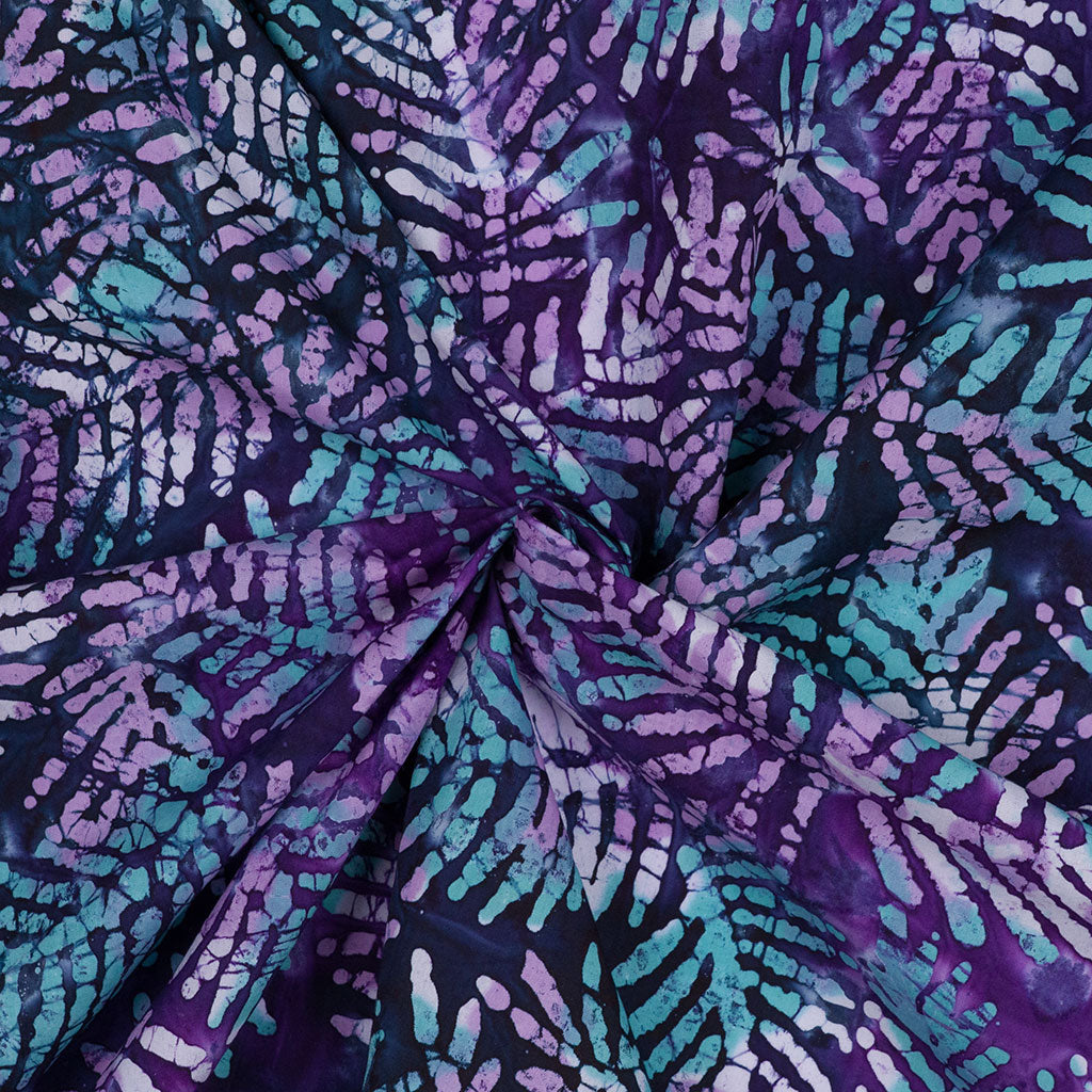 Bali - Purple Frond Batik Printed Woven Fabric