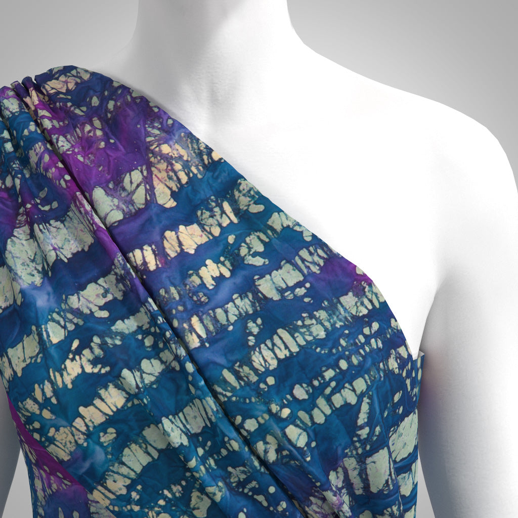 Bali - Purple and Indigo Birch Trees Batik Printed Woven Fabric