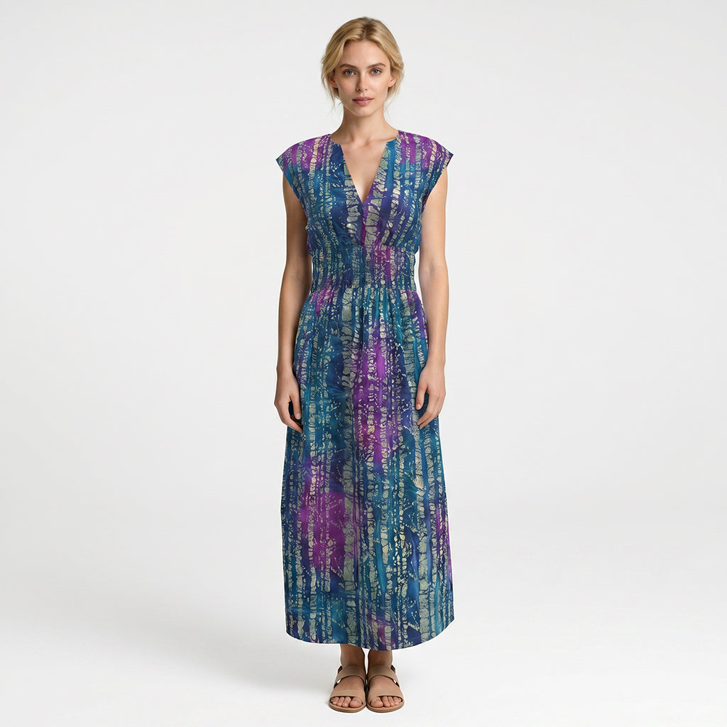 Bali - Purple and Indigo Birch Trees Batik Printed Woven Fabric