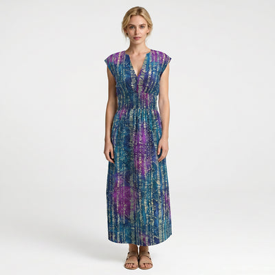 Bali - Purple and Indigo Birch Trees Batik Printed Woven Fabric