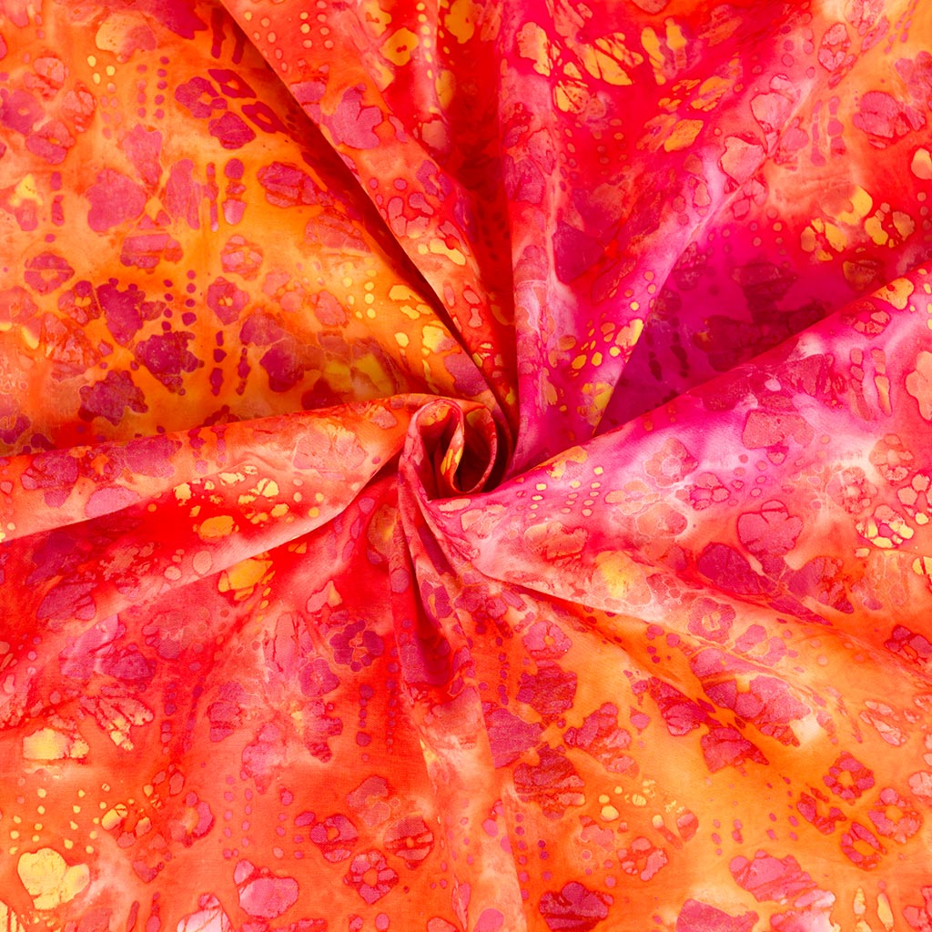 Bali - Sunset Orange Confetti Batik Printed Woven Fabric