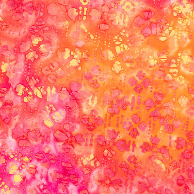 Bali - Sunset Orange Confetti Batik Printed Woven Fabric