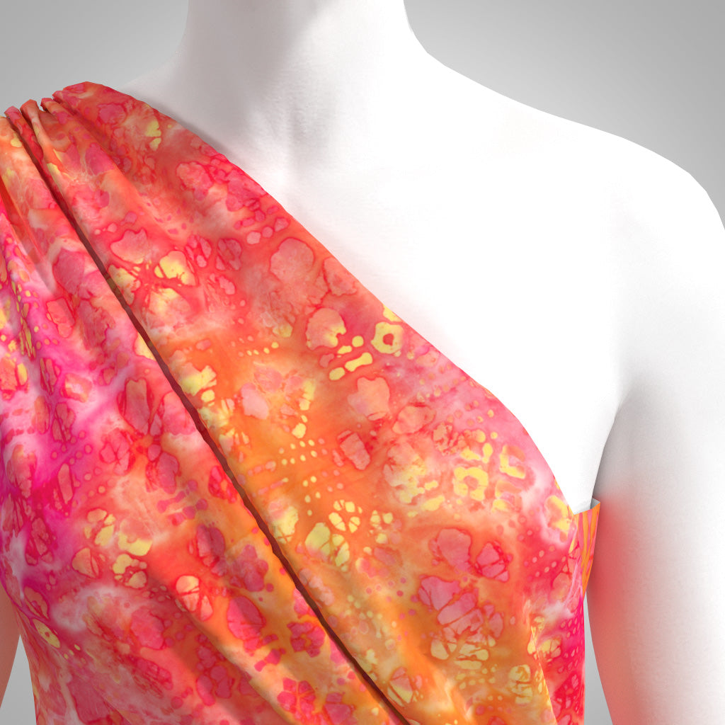 Bali - Sunset Orange Confetti Batik Printed Woven Fabric