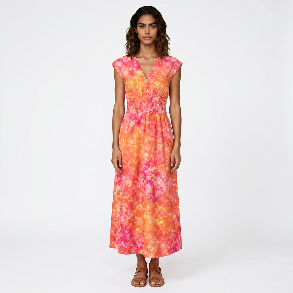 Bali - Sunset Orange Confetti Batik Printed Woven Fabric