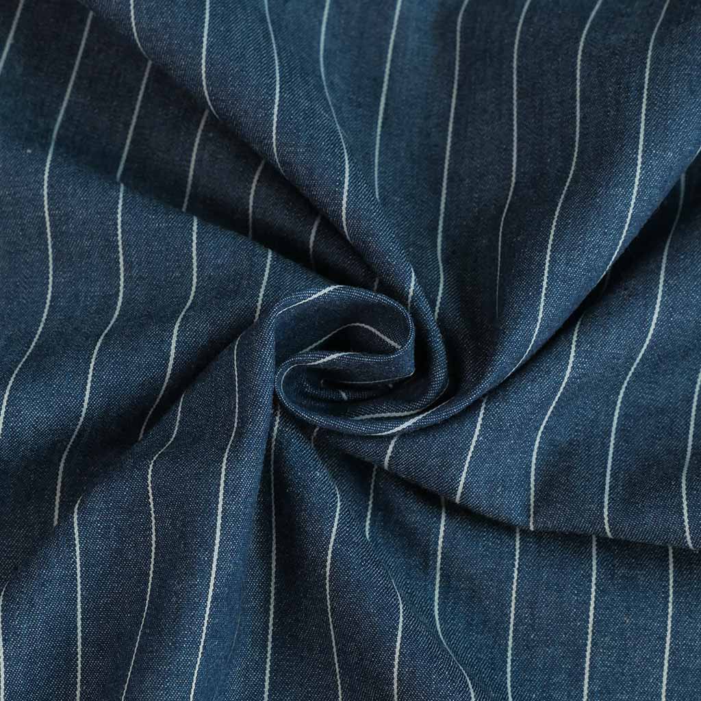 Broadway - Dark Jeans Jacquard Stripe Woven Twill Fabric