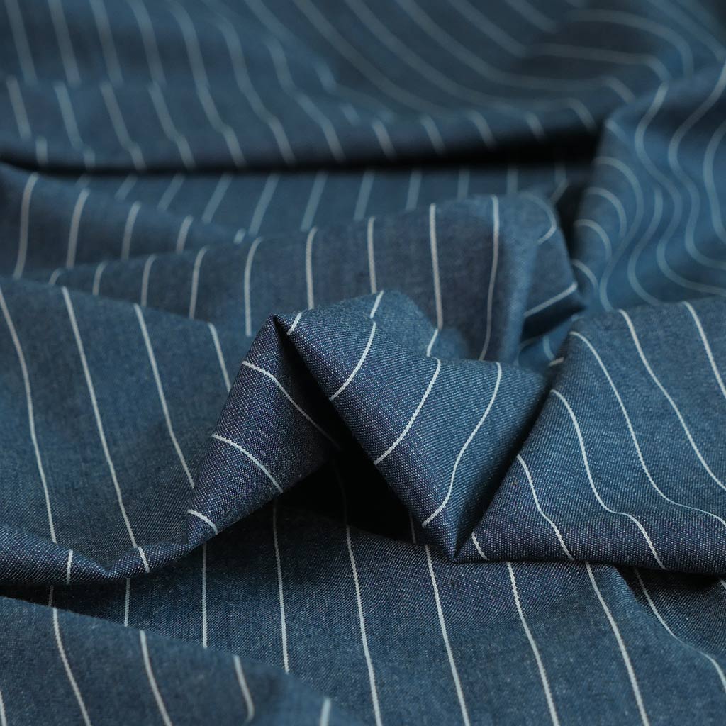 Broadway - Dark Jeans Jacquard Stripe Woven Twill Fabric