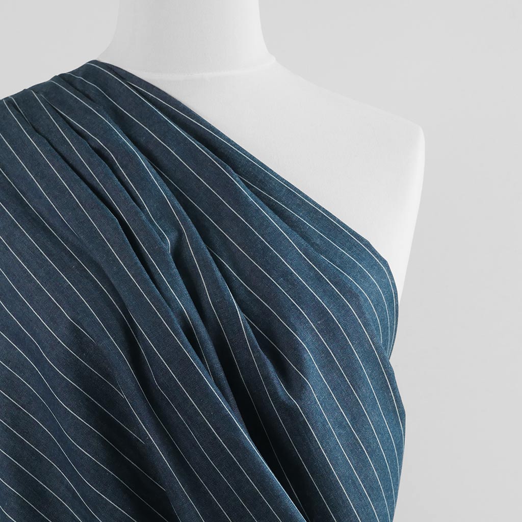 Broadway - Dark Jeans Jacquard Stripe Woven Twill Fabric