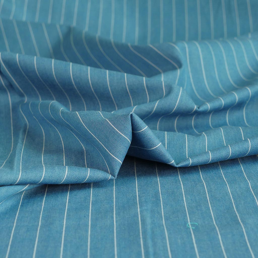 Broadway - Light Jeans Jacquard Stripe Woven Twill Fabric