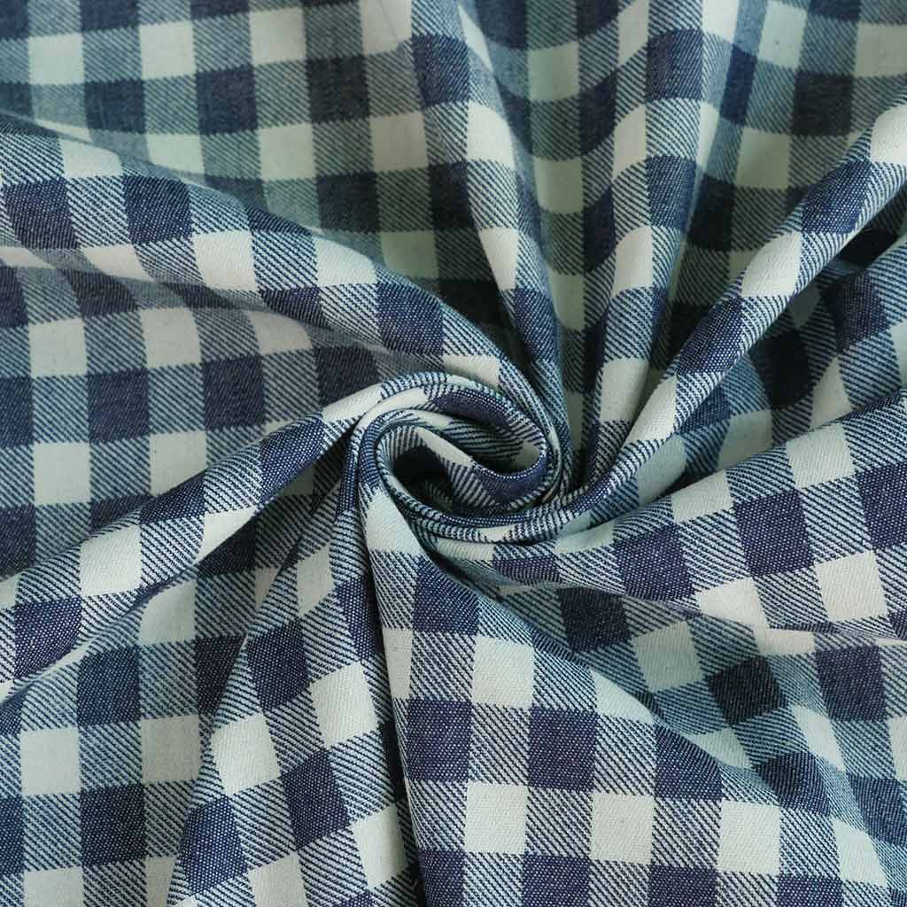 Brooks - Dark Jeans Small Denim Check Brushed Twill Fabric