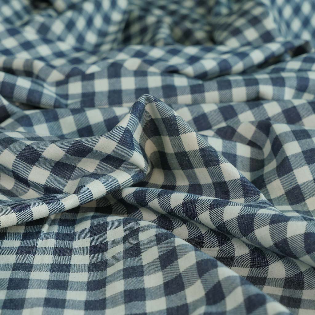 Brooks - Dark Jeans Small Denim Check Brushed Twill Fabric