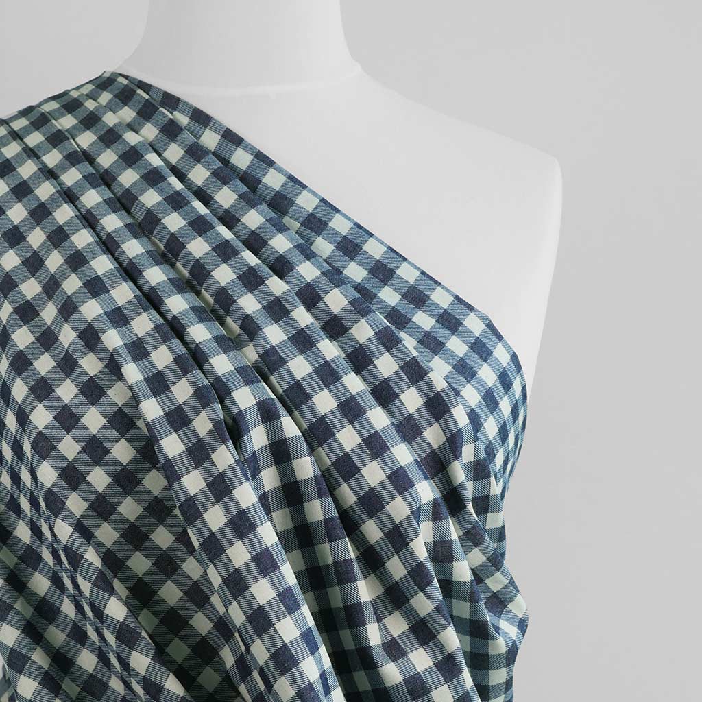 Brooks - Dark Jeans Small Denim Check Brushed Twill Fabric