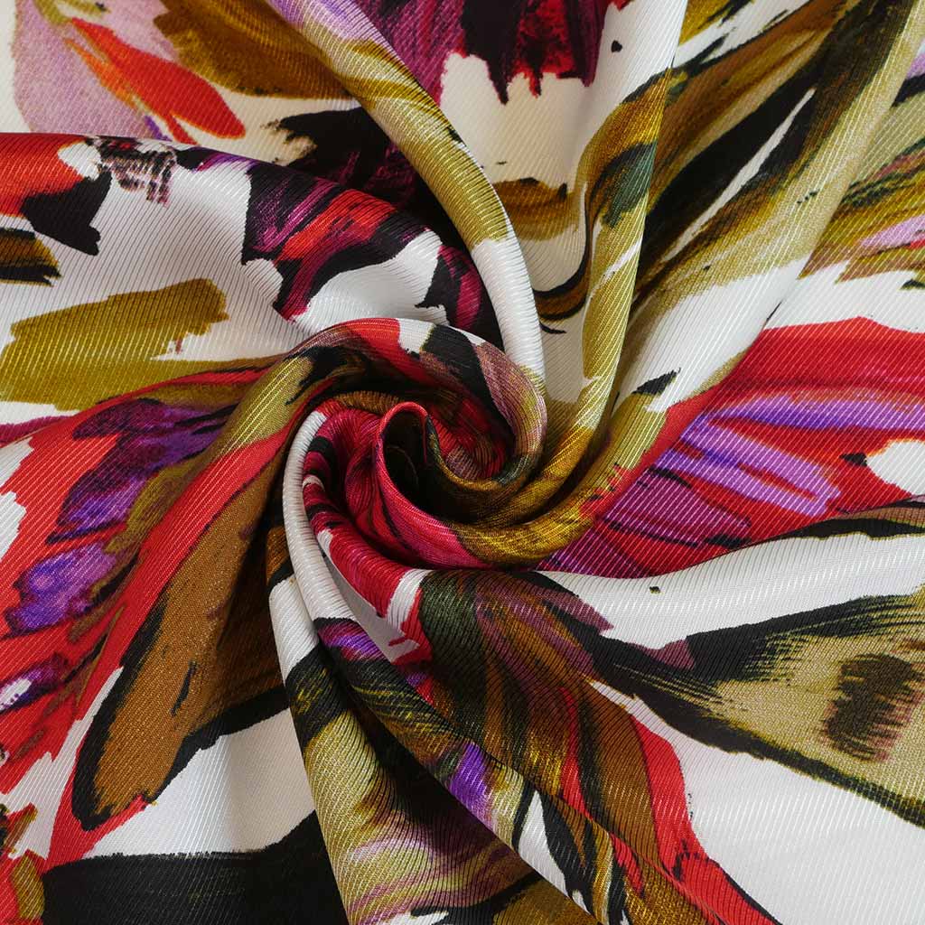 Cali - Red Flower Explosion Silky Viscose Twill Woven Fabric