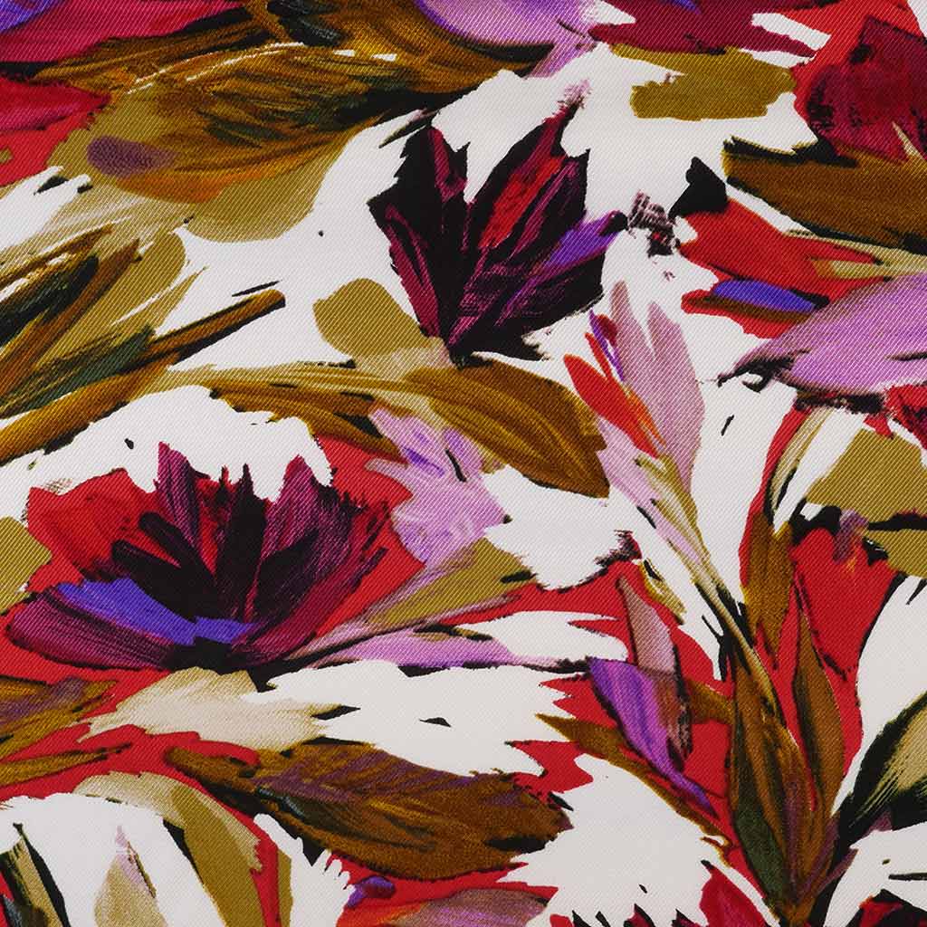 Cali - Red Flower Explosion Silky Viscose Twill Woven Fabric