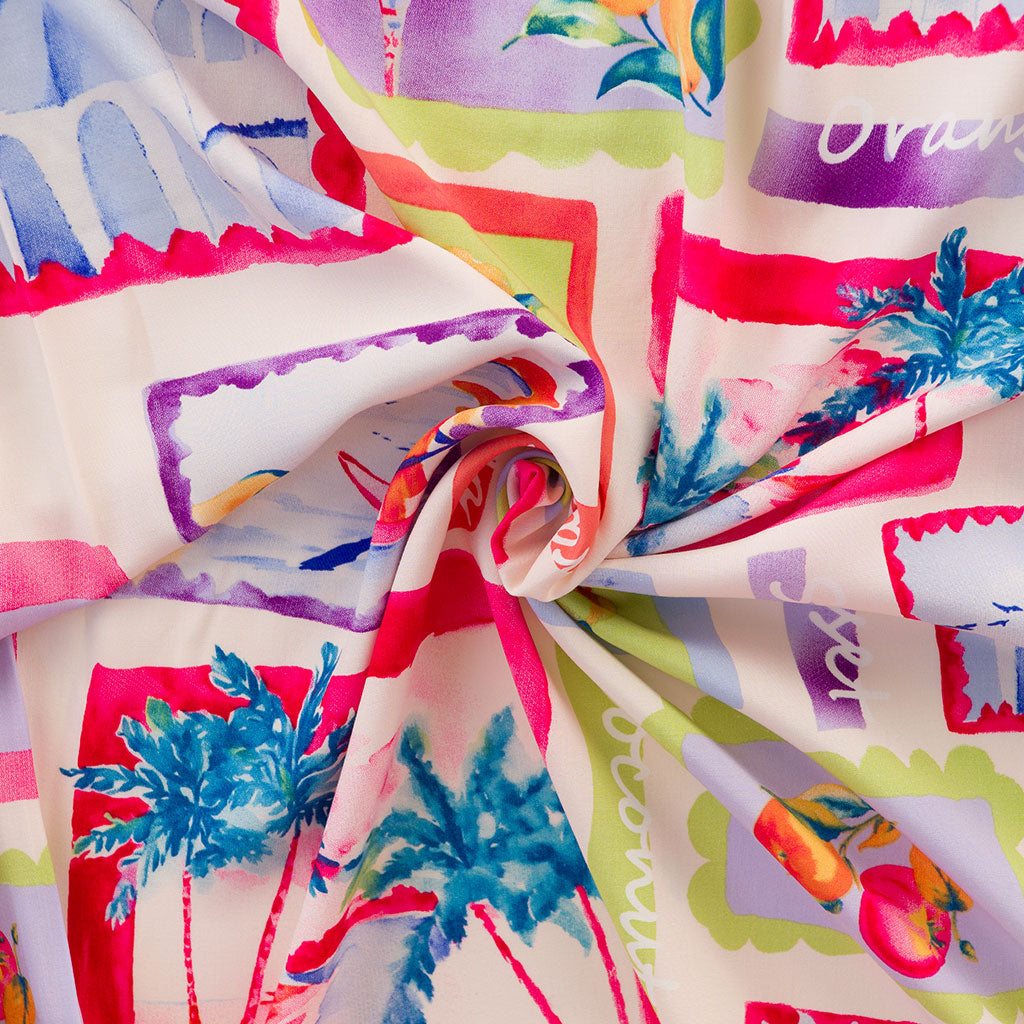 Camden - Light Sand Vacation Vibes Viscose Woven Lawn Fabric