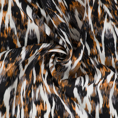 Candy - Black and Tan Abstract Tiger Viscose Twill Woven Fabric