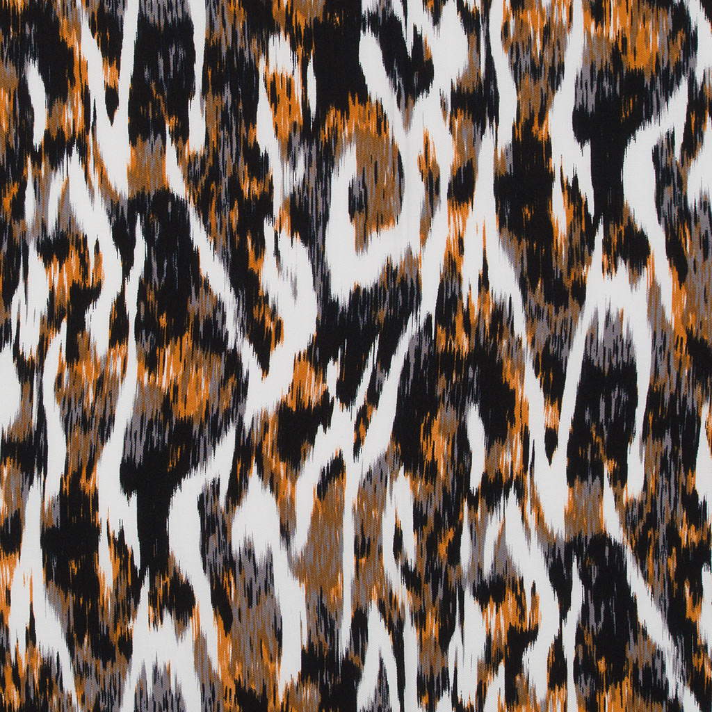 Candy - Black and Tan Abstract Tiger Viscose Twill Woven Fabric