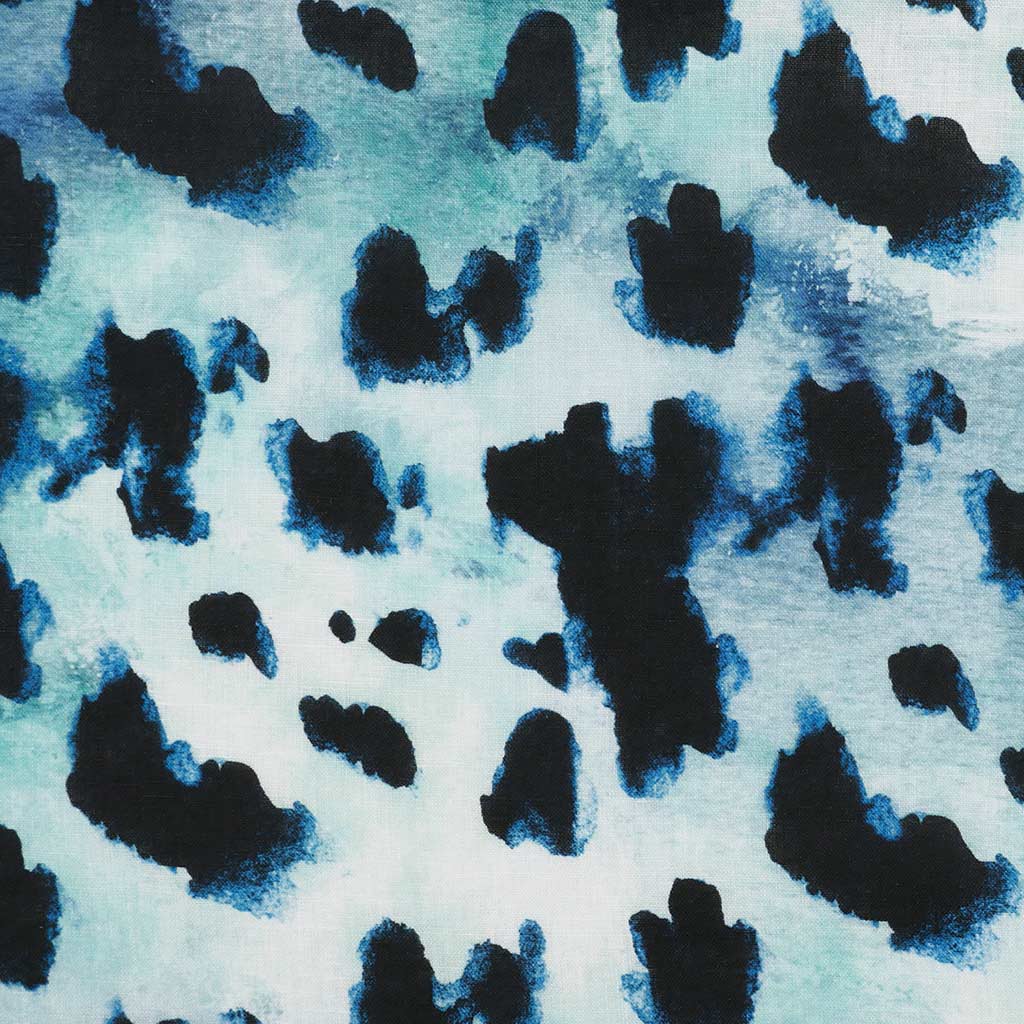 Cannes - Blue Animal Linen Woven Fabric