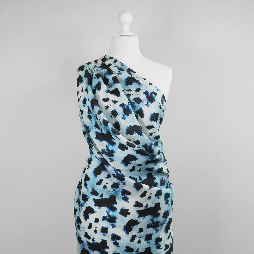 Cannes - Blue Animal Linen Woven Fabric