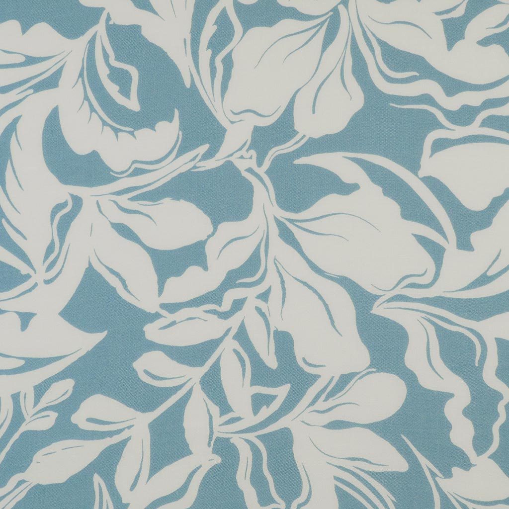 Capri - Stone Blue Foliage Viscose Woven Fabric Main Image from Patternsandplains.com