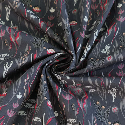 Casablanca - Dark Grey Under the Sea Cotton Elastane Stretch Woven Fabric Detail Swirl Image from Patternsandplains.com