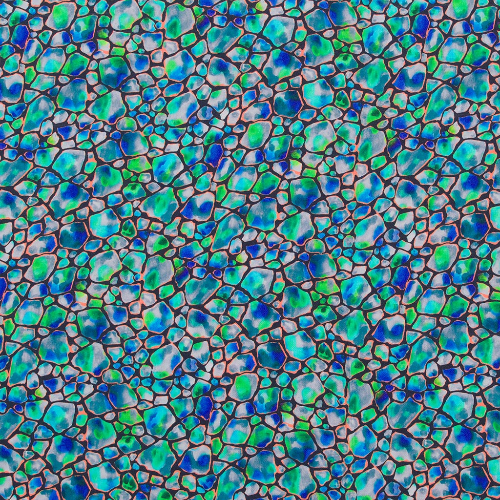 Como - Green Jewel Pebble Viscose Satin Woven Fabric Sample