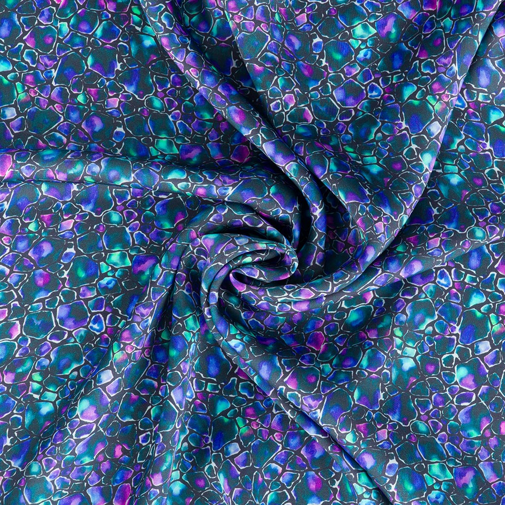 Como - Purple Jewel Pebble Viscose Satin Woven Fabric Sample