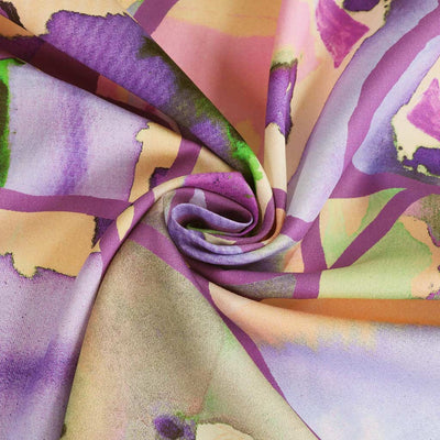 Cotton Satin - Purple Resonate Neon Woven Fabric by Nerida Hansen Detail Swirl Image from Patternsandplains.com