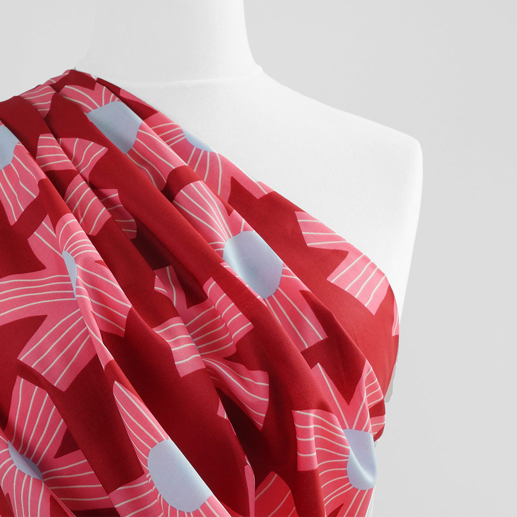 Cotton Voile - Bordeaux Sunny Days Woven Fabric by Nerida Hansen Mannequin Close Up Image from Patternsandplains.com