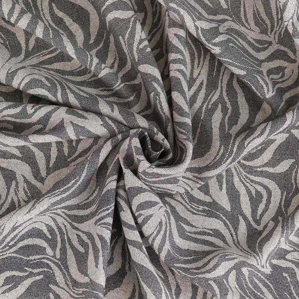 Deia - Black Swirling Leaves Air Flow Viscose and Nylon Woven Fabric
