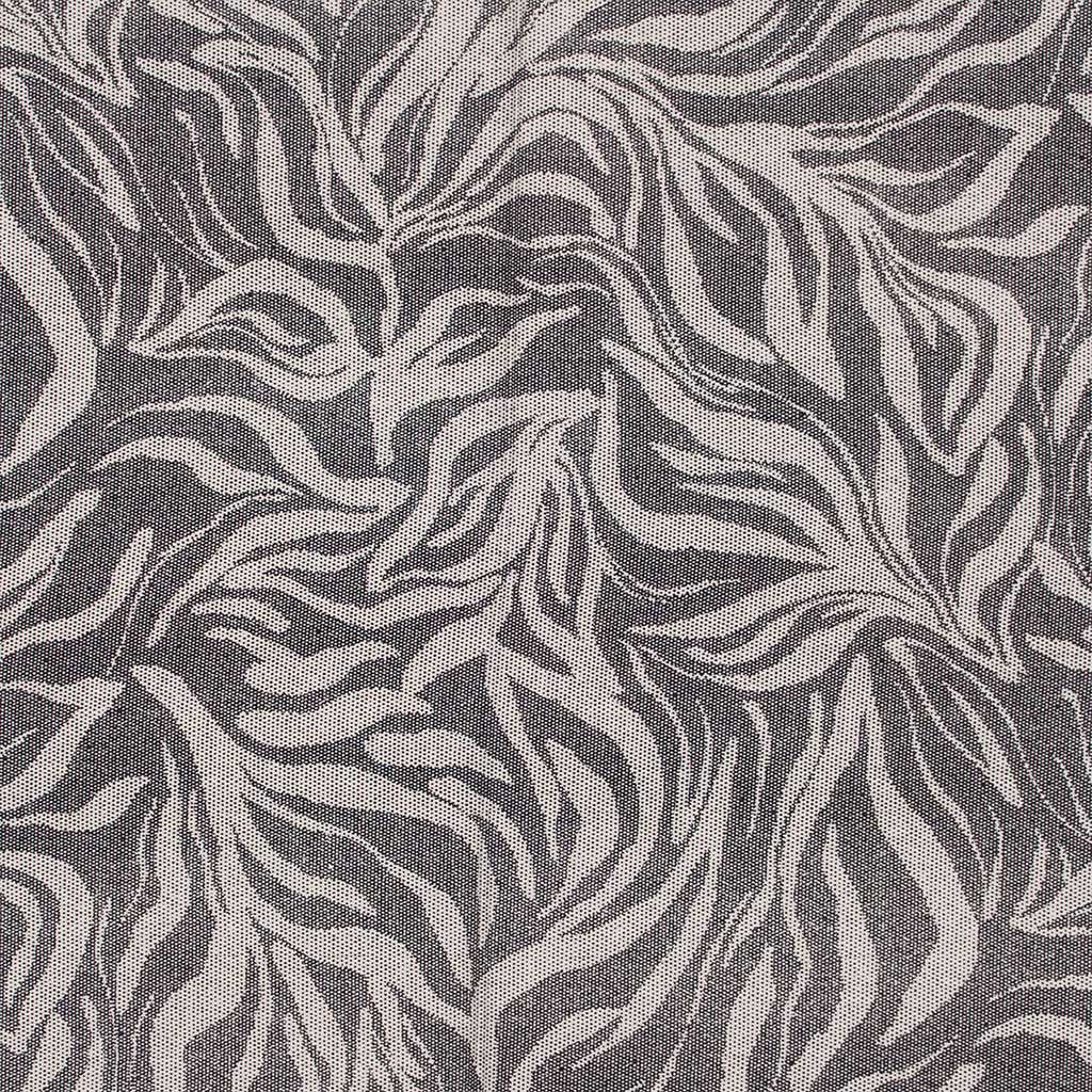 Deia - Black Swirling Leaves Air Flow Viscose and Nylon Woven Fabric