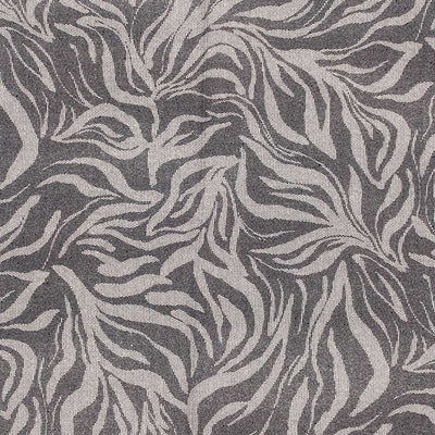 Deia - Black Swirling Leaves Air Flow Viscose and Nylon Woven Fabric