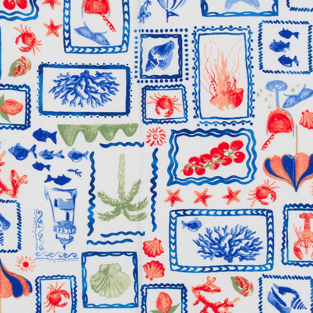 Deia - Ecru Ocean Vibes Air Flow Viscose and Nylon Woven Fabric