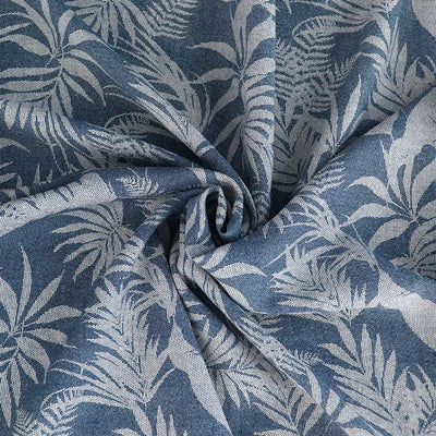 Deia - Navy Ferns Air Flow Viscose and Nylon Woven Fabric