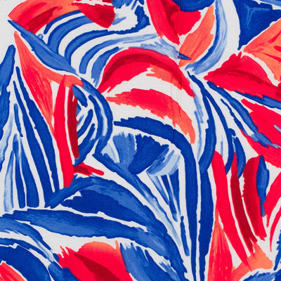 Deia - Red and Blue Sunset Foliage Air Flow Viscose and Nylon Woven Fabric