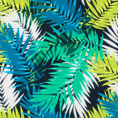 Fernando - Lime and Blue Fronds Viscose Challis Woven Fabric from John Kaldor Sample