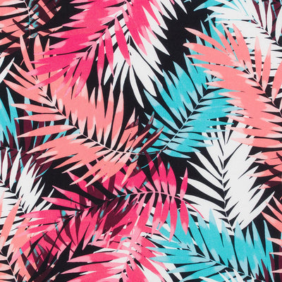 Fernando - Salmon and Aqua Fronds Viscose Challis Woven Fabric from John Kaldor Sample