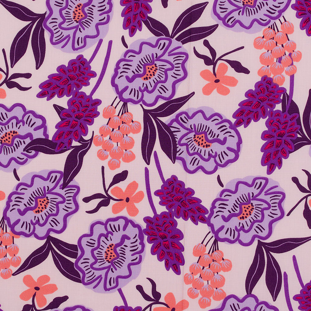 Fine Poplin - Pastel Pink Fresh Flowers Cotton Fine Poplin Woven Fabric