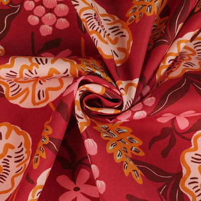 Fine Poplin - Bordeaux Fresh Flowers Cotton Woven Fabric by Nerida Hansen Detail Swirl Image from Patternsandplains.com