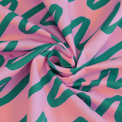 Fine Poplin - Light Pink Making Waves Cotton Woven Fabric by Nerida Hansen Detail Swirl Image from Patternsandplains.com