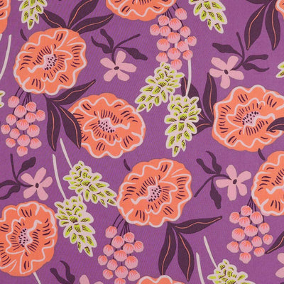 Fine Poplin - Purple Fresh Flowers Cotton Woven Fabric by Nerida Hansen Main Image from Patternsandplains.com