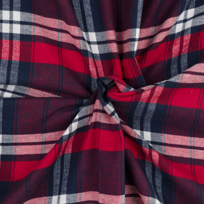 Hudson - Red and Navy Bluefire Brushed Cotton Woven Fabric