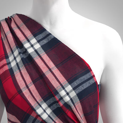 Hudson - Red and Navy Bluefire Brushed Cotton Woven Fabric