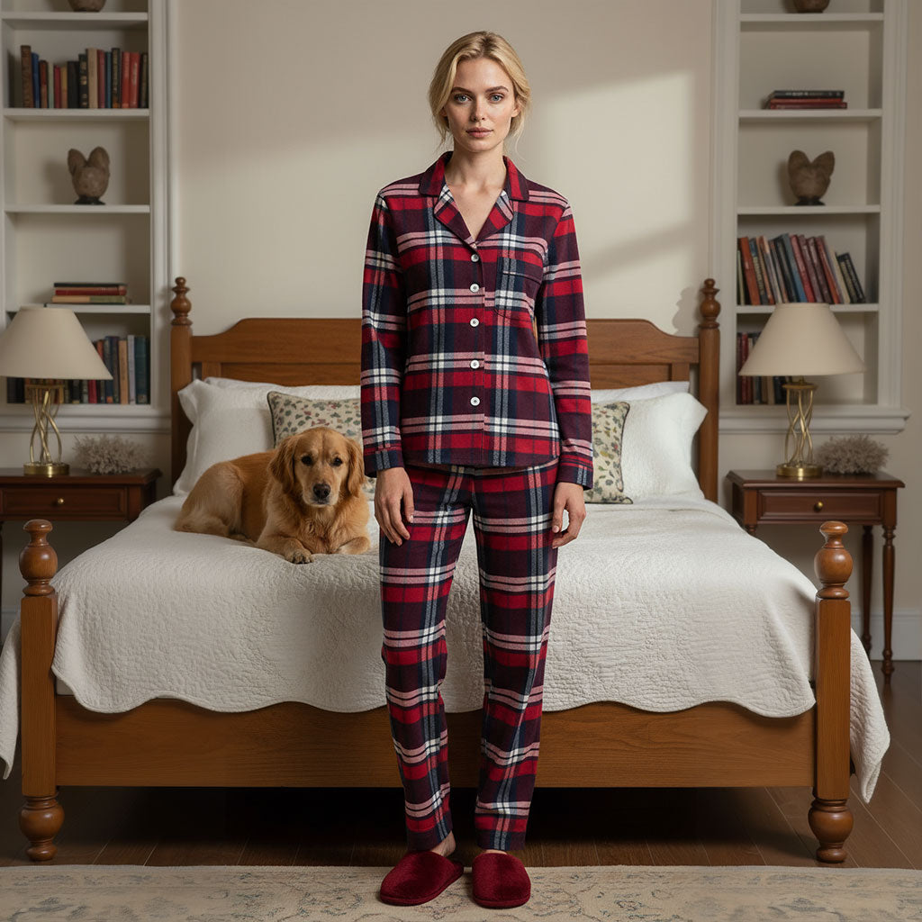 Hudson - Red and Navy Bluefire Brushed Cotton Woven Fabric