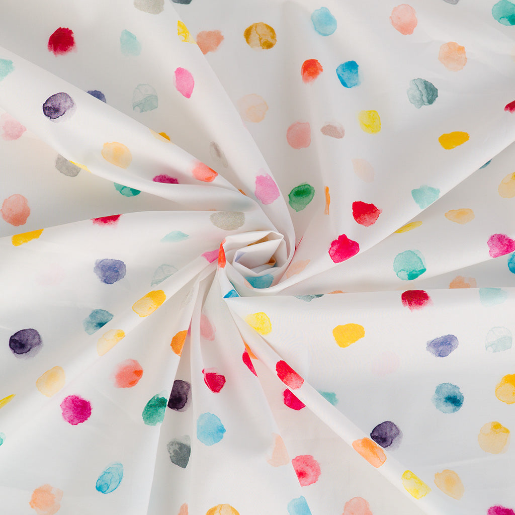 India - White Dot and Dab Cotton Lawn Woven Fabric