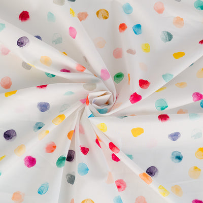 India - White Dot and Dab Cotton Lawn Woven Fabric