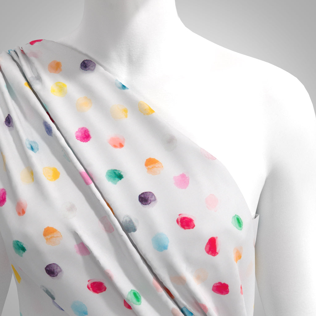 India - White Dot and Dab Cotton Lawn Woven Fabric