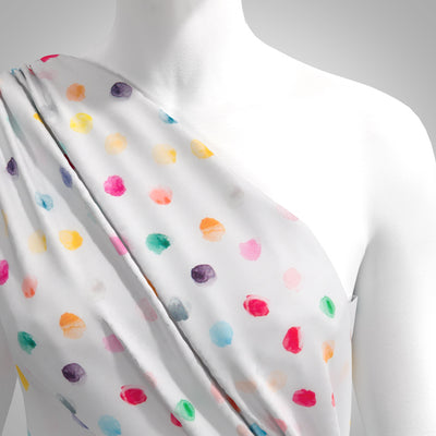 India - White Dot and Dab Cotton Lawn Woven Fabric