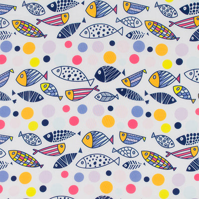 India - White Just Swimming Cotton Lawn Woven Fabric